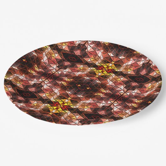 Wiederholtes rotes Dreieck, das seltsame Formen er Pappteller (Schrägansicht)