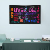 Wiederholtes Schweinejahr 2019 Vertikales Banner (Messeveranstaltung)