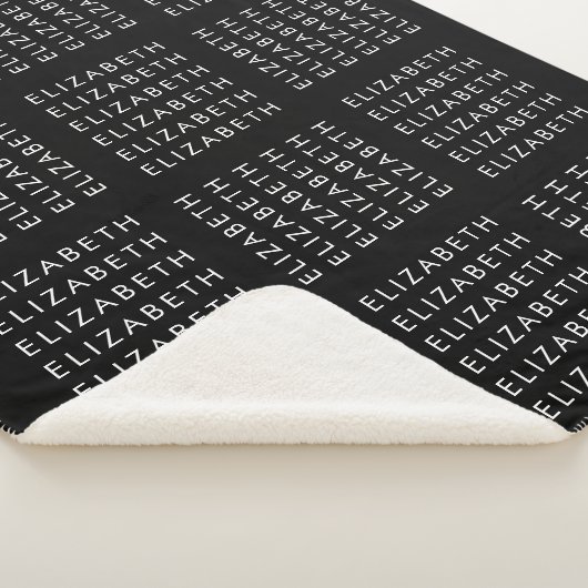 Wiederholtes Textmuster Schwarz/Weiß Sherpadecke (3/4)