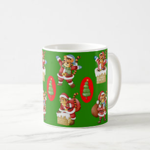 Wiederholtes Weihnachtsmuster mit Tigern als Sa Kaffeetasse
