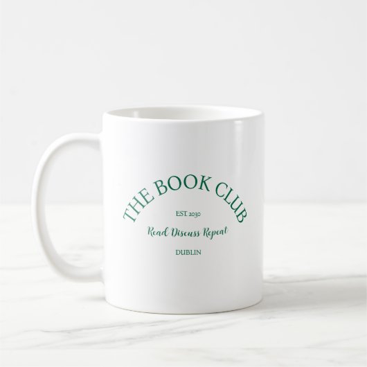Wiederholung der Buchklub Green Wappen Read-Diskus Kaffeetasse (Links)
