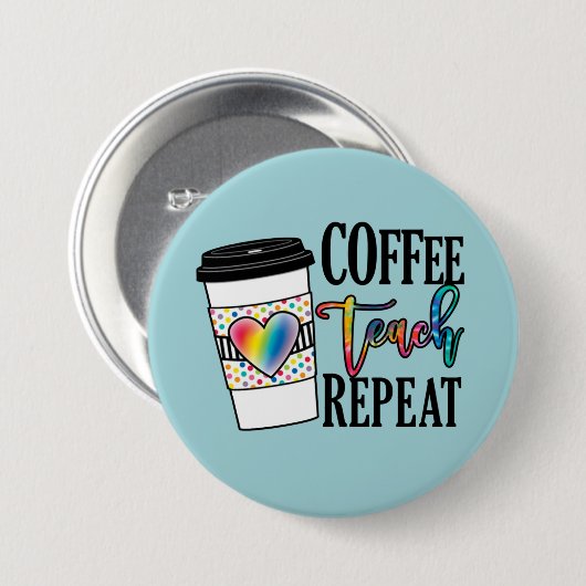 Wiederholung der Kaffeetrainings - Spaß Lehrer Leb Button (Vorne & Hinten)