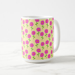 Wiederholung des Blumenmusters mit heißen rosa Blu Kaffeetasse