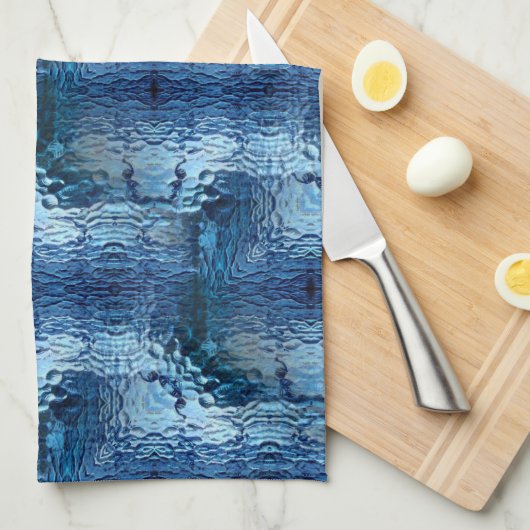 Wiederholung des gebogenen, blauen Hammerglas Geschirrtuch (Viertel Falte)