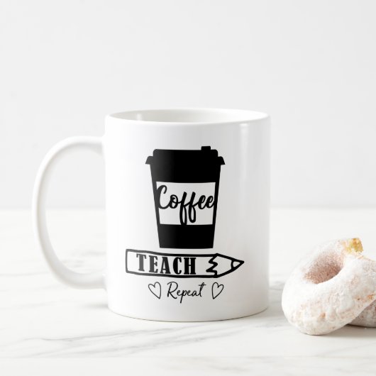 Wiederholung des Kaffeetablaufs Kaffeetasse (Mit Donut)
