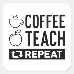 Wiederholung des Kaffeetablaufs Quadratischer Aufkleber