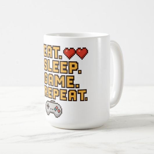 Wiederholung des Sleep Game - Retro Pixel Gaming T Kaffeetasse (VorderseiteRechts)
