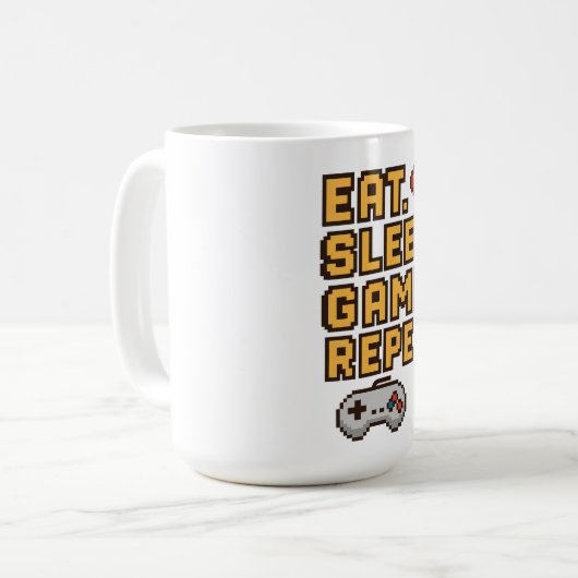 Wiederholung des Sleep Game - Retro Pixel Gaming T Kaffeetasse (Vorderseite Links)