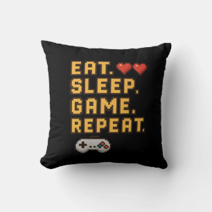 Wiederholung des Sleep Game - Retro Pixel Gaming T Kissen