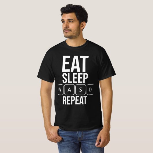 Wiederholung des Sleep Game - White WASD Edition T-Shirt (Vorne ganz)