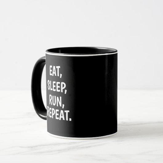 Wiederholung des Sleep Run-Vorgangs essen - Runner Tasse (Vorderseite Links)