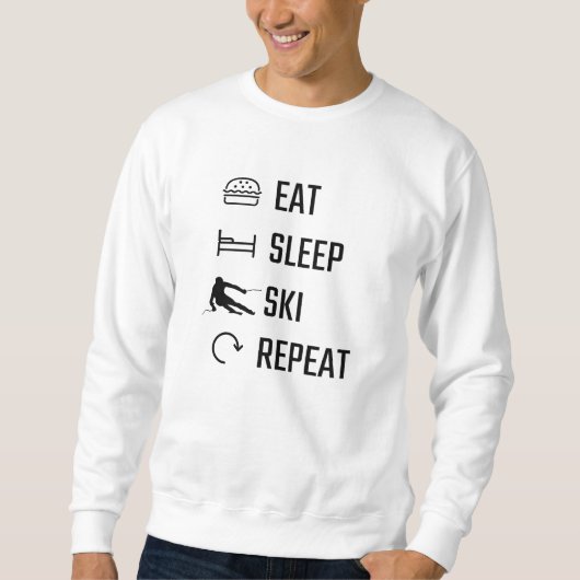 Wiederholung des Sleep Skiings essen Sweatshirt (Vorderseite)