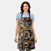 Wiederholung ihres Namens / Farben auf schwarz Schürze (Getragen)