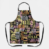 Wiederholung ihres Namens / Farben auf schwarz Schürze (Vorderseite)