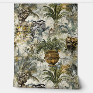 Wiederholung Tropisches Thema Leopard Zebra Exotic Tapete