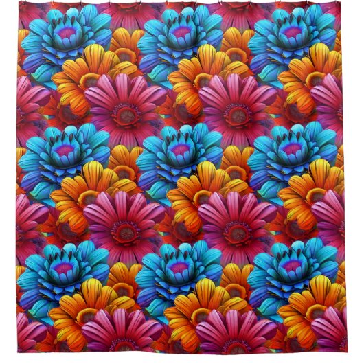 Wiederholung von 3d-farbigen Blume Duschvorhang (Vorderseite)