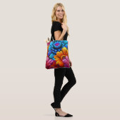 Wiederholung von 3d-farbigen Blume Tasche (Am Model)