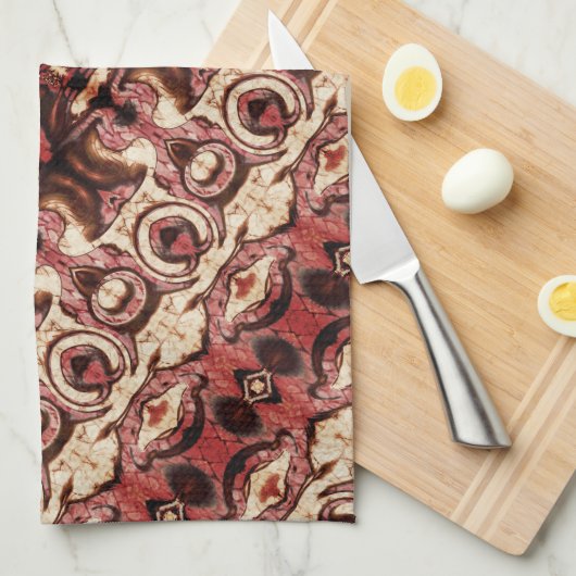 Wiederholung von Formen mit holzigen Tönen und Fle Geschirrtuch (Viertel Falte)