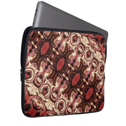 Wiederholung von Formen mit holzigen Tönen und Fle Laptopschutzhülle (Vorne Rechts)