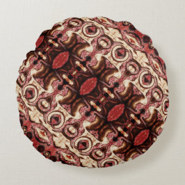 Wiederholung von Formen mit holzigen Tönen und Fle Rundes Kissen