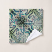 Wiederholung von graugrünem und grünem Zyanthro Badhandtuch Set (Waschlappen)