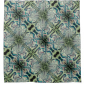 Wiederholung von graugrünem und grünem Zyanthro Duschvorhang (Vorderseite)