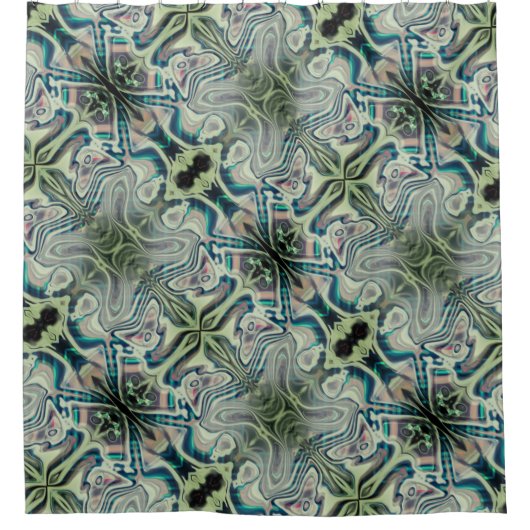 Wiederholung von graugrünem und grünem Zyanthro Duschvorhang (Vorderseite)