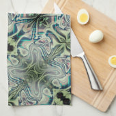 Wiederholung von graugrünem und grünem Zyanthro Geschirrtuch (Viertel Falte)