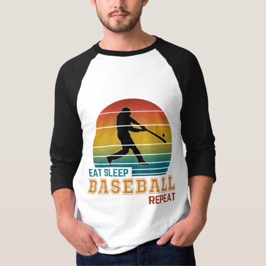 Wiederholung von Schlaf-Baseball T-Shirt (Vorderseite)