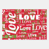 Wiederholung Word Peace Joy Liebe Red Green Christ Geschenkpapier Set (Vorderseite 3)