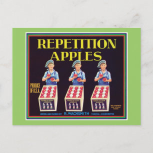 Wiederholungsäpfel Vintage-Label Postkarte