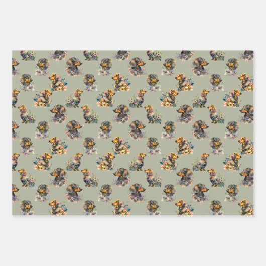 Wiederholungsmuster mit Niedlichen Dackeln Geschenkpapier Set (Vorderseite 3)