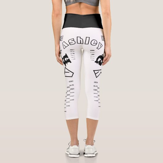 Wiederholungsname 6 Buchstaben Schwarz-weiß HWCL Capri Leggings (Rückseite)