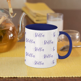 Wiederholungsname in Navy-Blue überall in Weiß Tasse