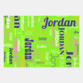 Wiederholungsname Lila rosa Zeichenkette Grün Geschenkpapier Set (Vorderseite 3)