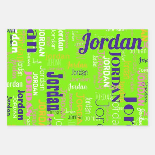 Wiederholungsname Lila rosa Zeichenkette Grün Geschenkpapier Set (Vorderseite 3)