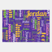 Wiederholungsname Lila rosa Zeichenkette Grün Geschenkpapier Set (Vorderseite)