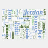 Wiederholungsname Mittlere blaue Seite Weiß Geschenkpapier Set (Vorderseite 3)