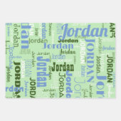 Wiederholungsname Mittlere blaue Seite Weiß Geschenkpapier Set (Vorderseite 2)