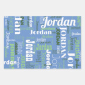 Wiederholungsname Mittlere blaue Seite Weiß Geschenkpapier Set (Vorderseite)