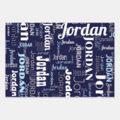 Wiederholungsname Navy Blue White Gray Geschenkpapier Set (Vorderseite)