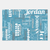 Wiederholungsname Personalisiert Blue White Gray Geschenkpapier Set (Vorderseite 3)