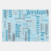 Wiederholungsname Personalisiert Blue White Gray Geschenkpapier Set (Vorderseite 2)