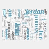 Wiederholungsname Personalisiert Blue White Gray Geschenkpapier Set (Vorderseite)