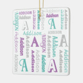 Wiederholungsname Personalisiert Grau Lila Aquamar Keramikornament (Links)