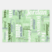Wiederholungsname Personalisiert grün und weiß Geschenkpapier Set (Vorderseite 2)