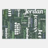 Wiederholungsname Personalisiert grün und weiß Geschenkpapier Set (Vorderseite)