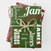 Wiederholungsname Personalisiertes Drei-Farben-Set Geschenkpapier Set (Beispiel)