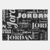 Wiederholungsname Schwarz Grau Weiß Moderne Neutra Geschenkpapier Set (Vorderseite 2)