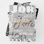 Wiederholungsname Schwarz Grau Weiß Moderne Neutra Geschenkpapier Set (Beispiel)